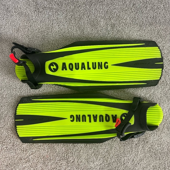 Aqualung Technisub Express Scuba Diving Fins Neon Yellow Diver Blades 2 Sz Giant - Picture 1 of 6